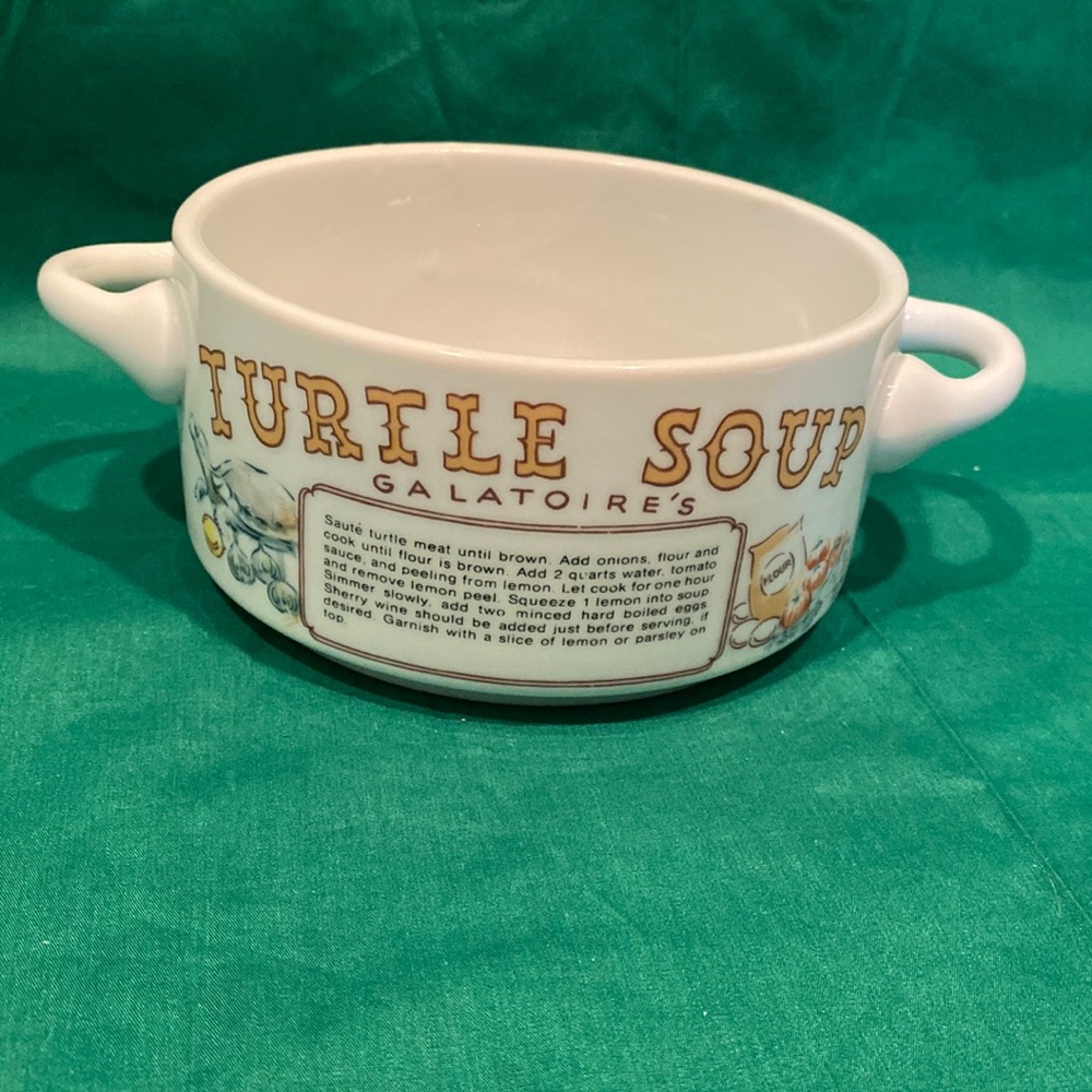 Vintage Ljungberg Soup Bowl 2 Handled NOLA 5 1/16" Turtle Soup Galatoires
